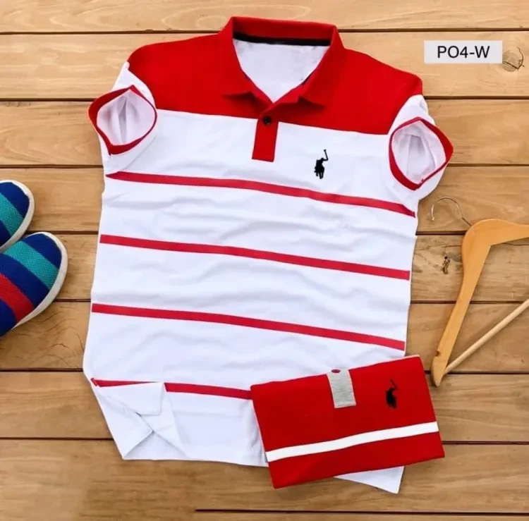  4 Striped White and Red t-shirt for men 