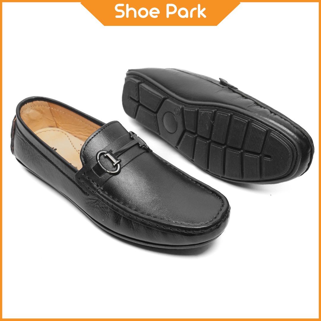  Original Leather Black Metal Loafer For Men 