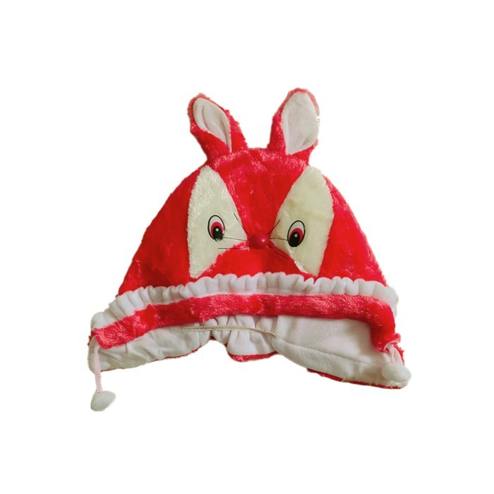  Baby Double Layer Tie Knot Cap Cartoon Design - Red 