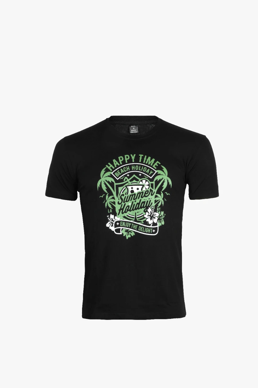  Premium Quality Comfortable Half Sleeve T Shirt-HAPPY TIME Beach Holiday 