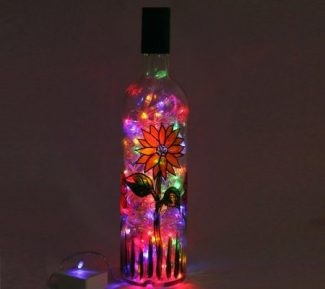  Hand Painted Flower Motive Table Lamp shade LED Light 