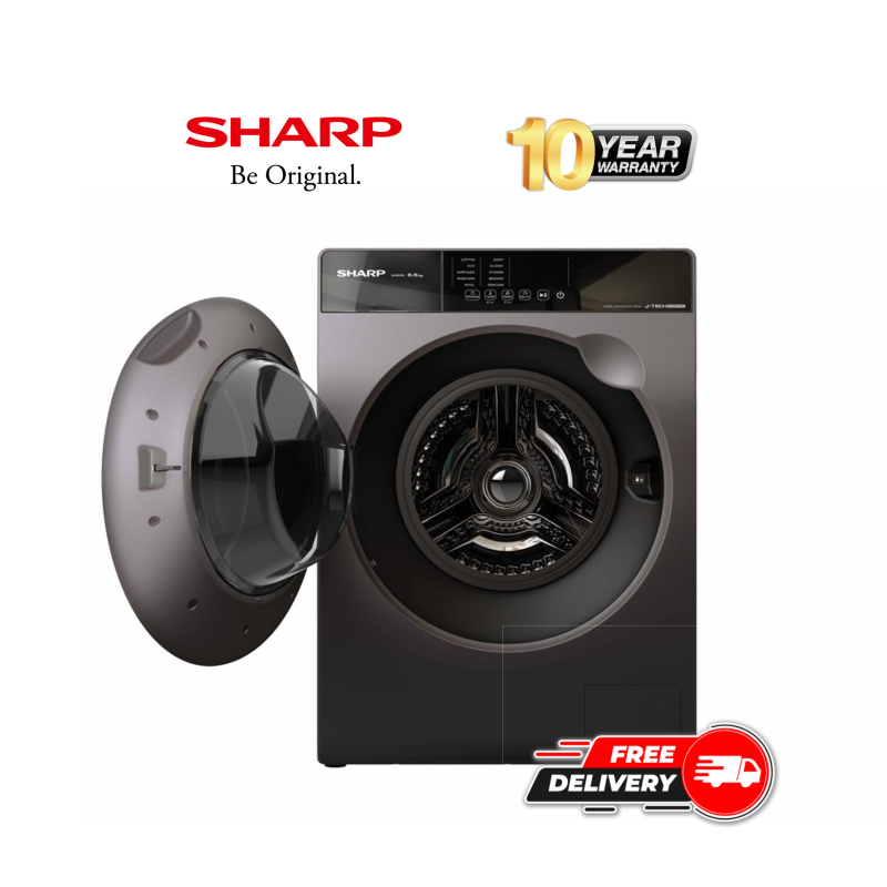  Sharp Full Auto Front Loading Inverter Washing Machine ES-FW85SG | 8.5 KG – Dark Grey 