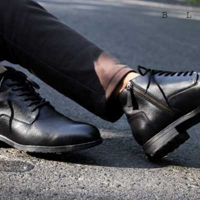  Premium Original Leather Black Boot For Men 