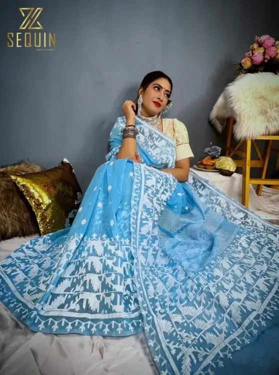 Exclusive Hand Print Half Silk Saree