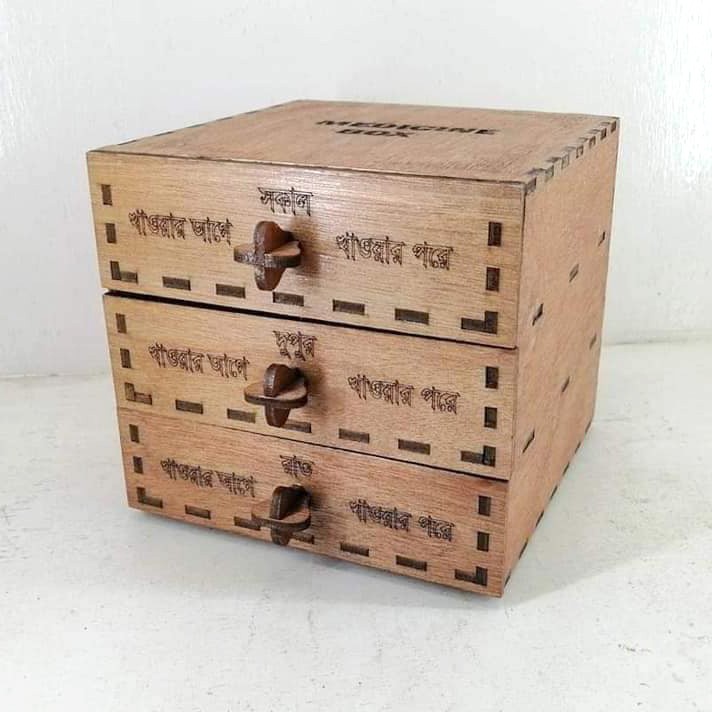  Wooden Medicine Box Natural Wooden Color 