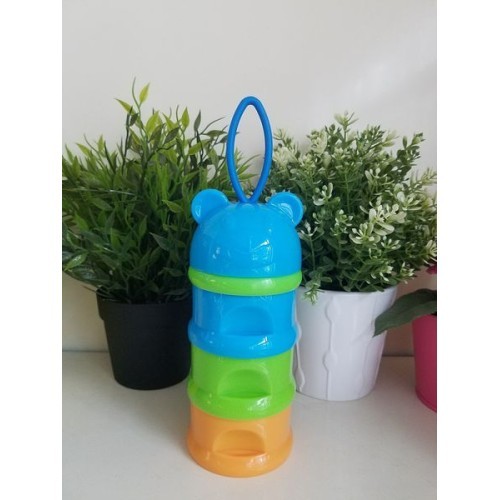  Tiffin Box cum Watter Bottle Milk power storage box - Bear Head Style - Blue Color 