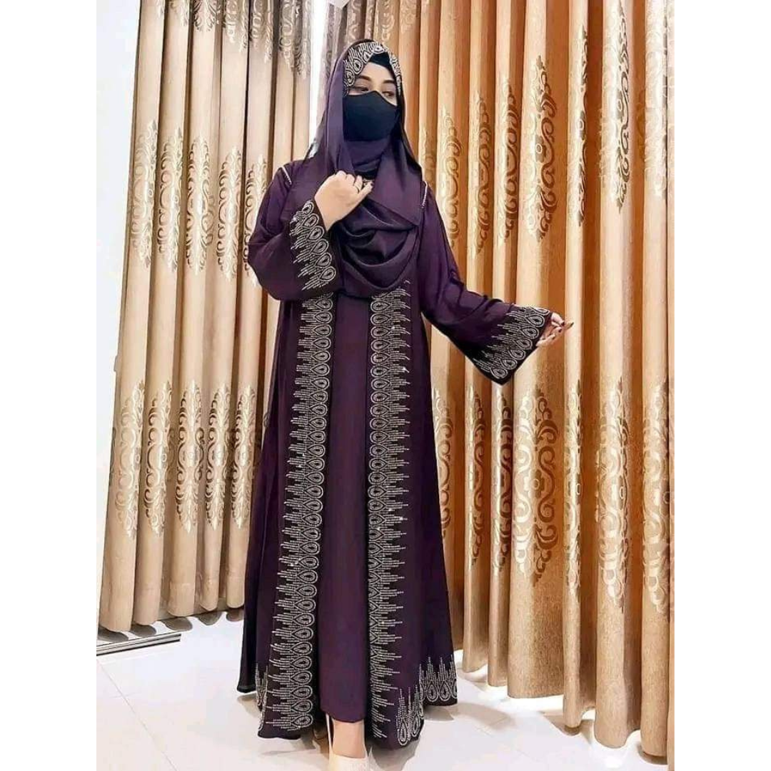 Arabian Gorgeous Stone Work Party Kuti Abaya Borka for Women
