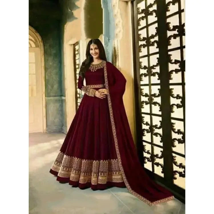 Best Stylish Embroidery Three Piece Salwar Kameez Georgette Gown