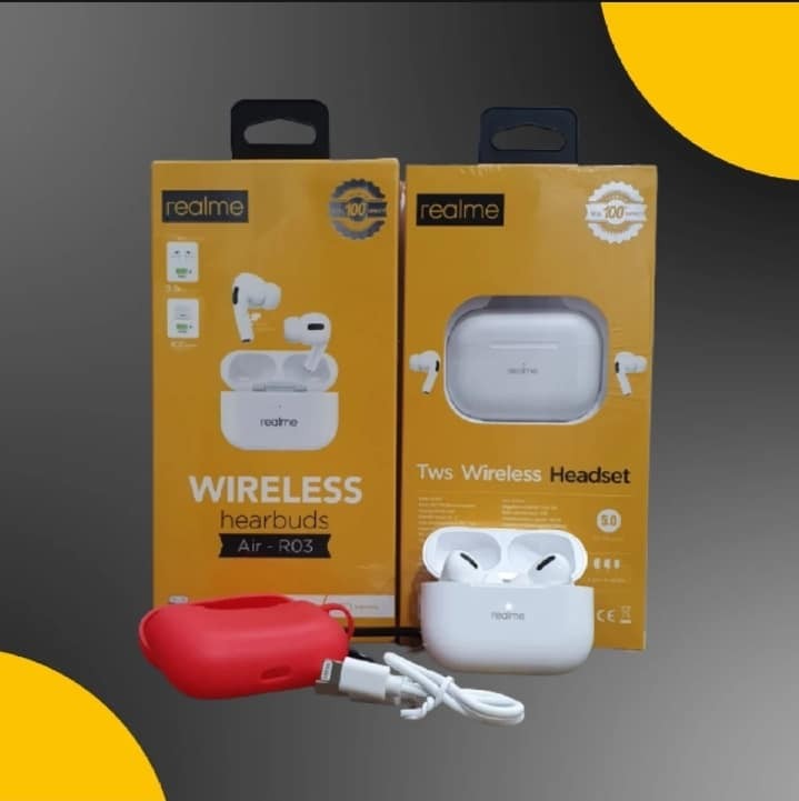  Realme Wireless Earbuds Air-R03 With Silicone Case 