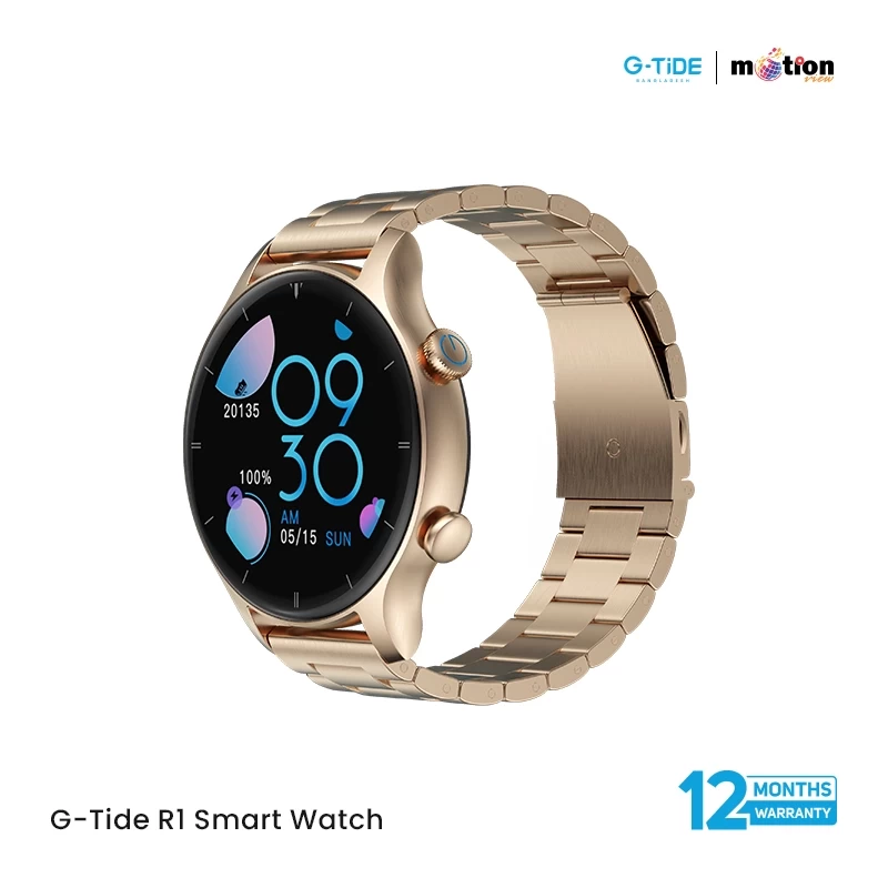  G-Tide R1 Calling Smart watch with SpO2 - Gold Man 