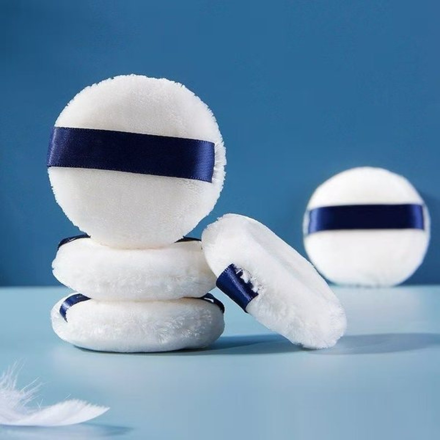  Japanese Velvet Loose Powder Puff - Blue Ribbon 