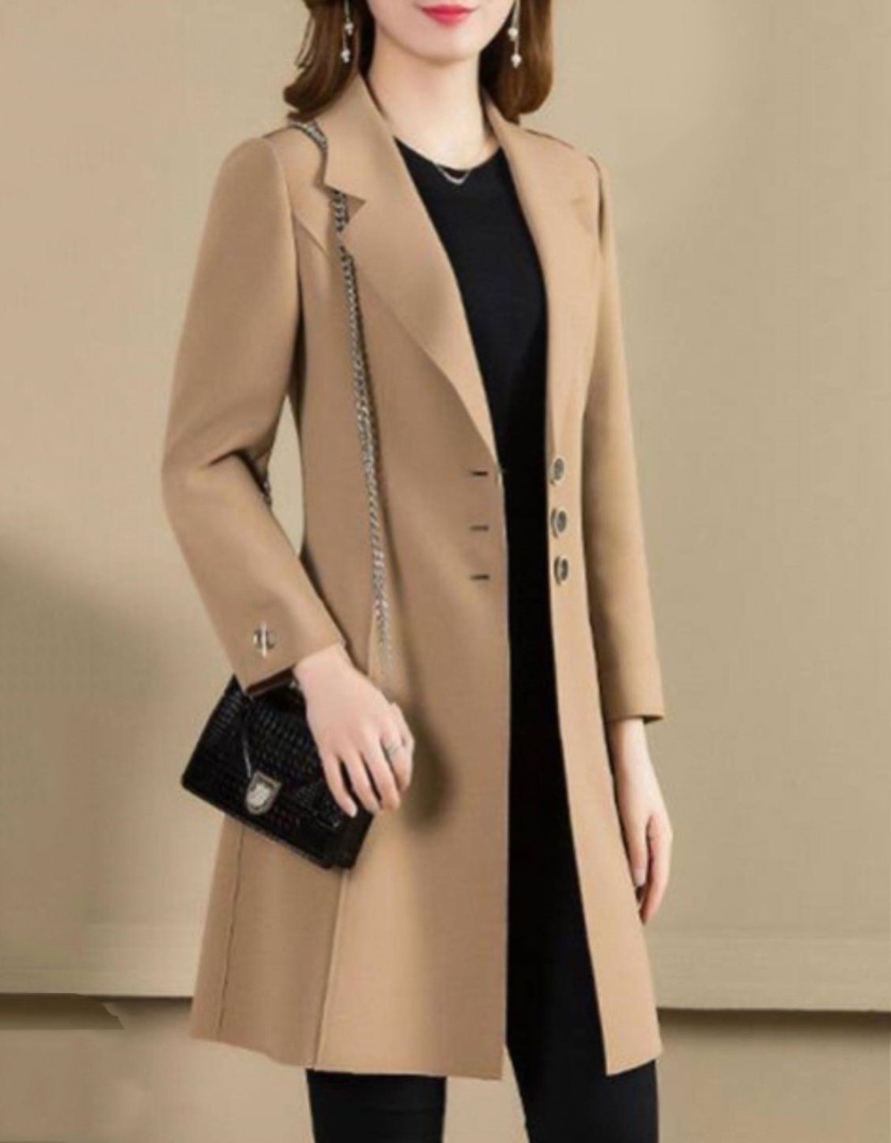 Premium Quality Stylish Leads Over Coat for Women-Khaki