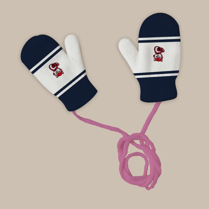  Baby Acrylic Woolen Mittens Set Stripes Design - Color may vary 