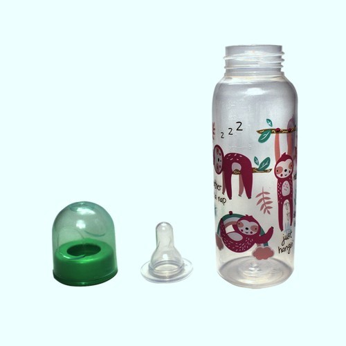  Standard Caliber Baby Anti-flat Gas PP Bottle 250ML - Green Animal 