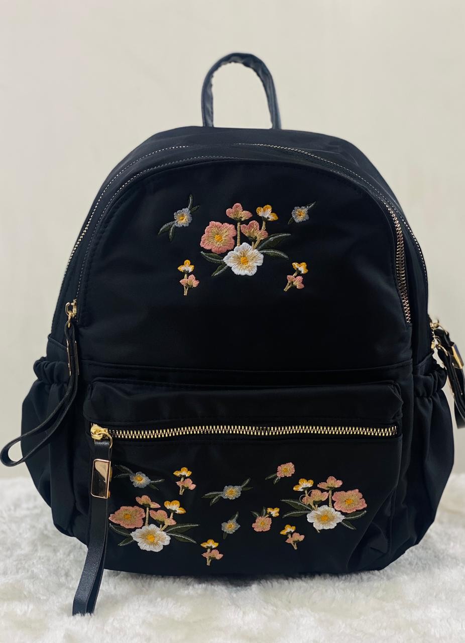  Zip It Good 2024 new Women backpacks messenger bag hand-embroidered double back college style Oxford cloth backpack bags beg - Black 