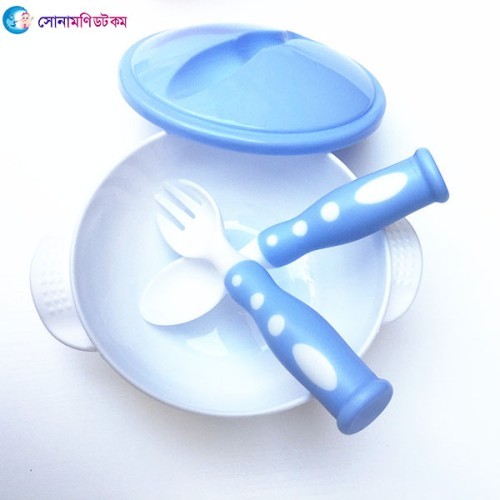  Suction Cup Bowl with Spoon Set - Blue Color 