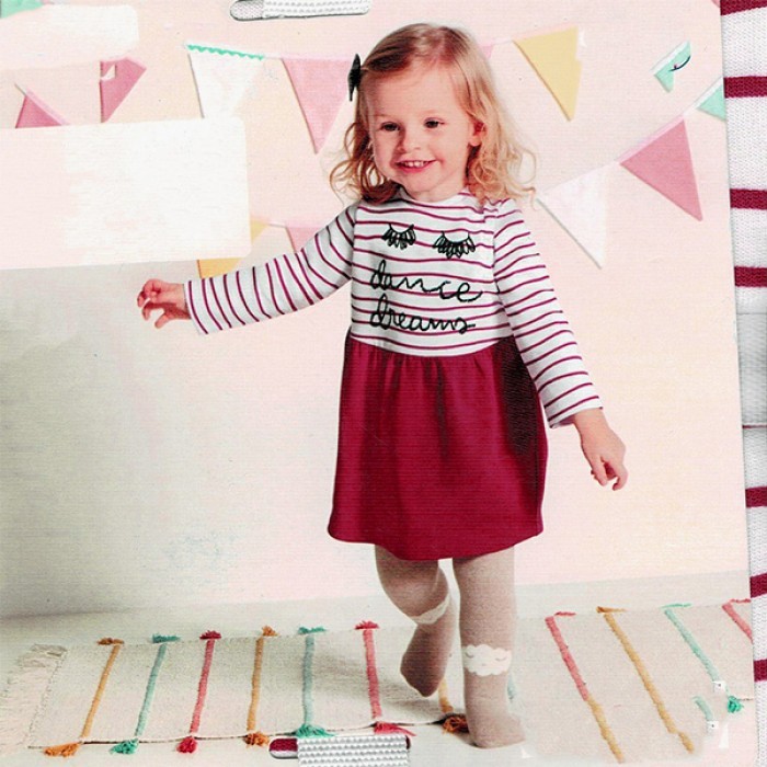  Girls Full Sleeve Top - Pink and White Combination 