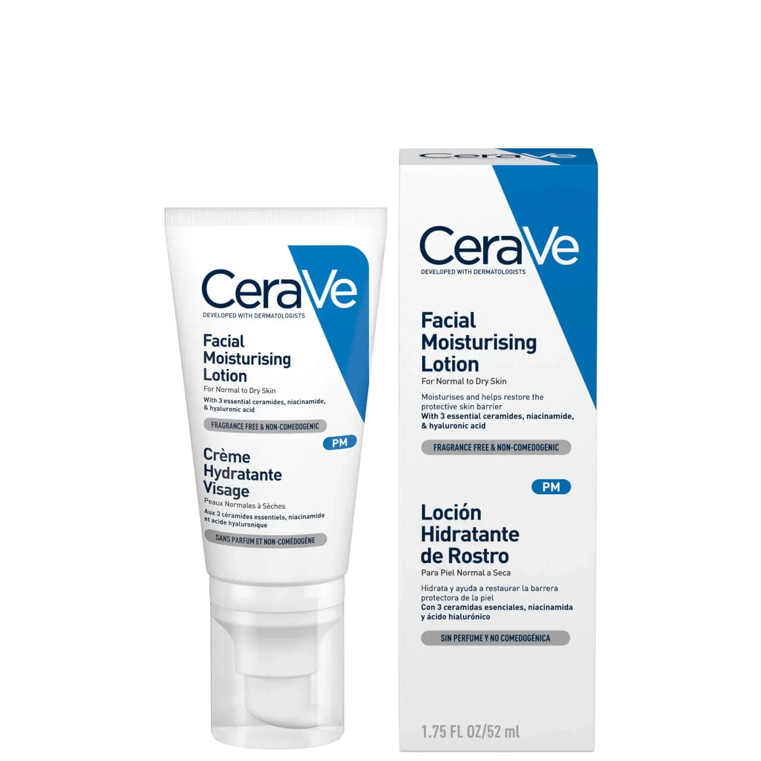  CeraVe PM Facial Moisturising Lotion with Ceramides for Normal to Dry Skin 52ml 