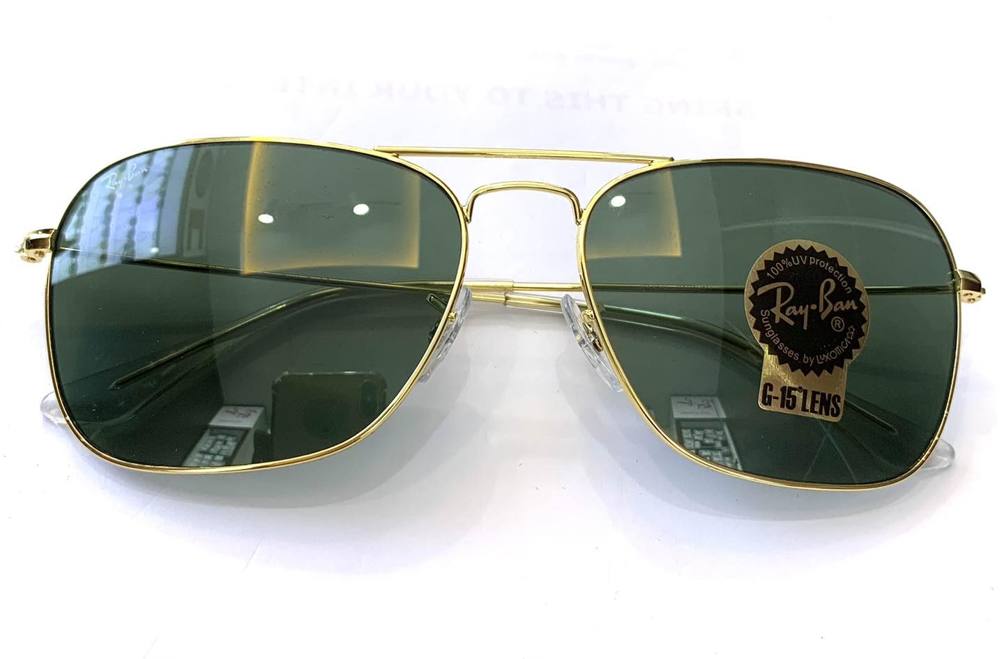  Ray-Ban CARAVAN Sunglasses in Gold and Green - RB3136 