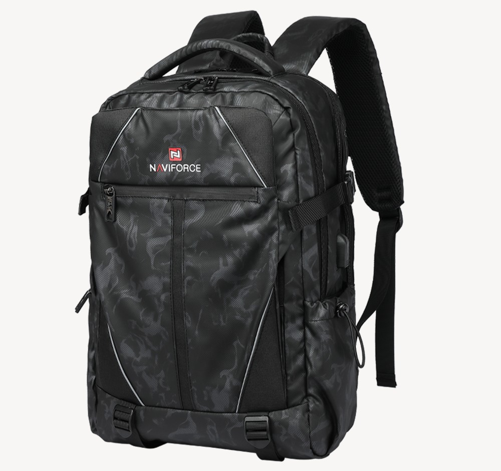  Zip It Good Medium Size 18 Inch NAVIFORCE Waterproof Fashionable School Bag/Travel Bag/College Backpack with USB Charging  - CF GRAY 