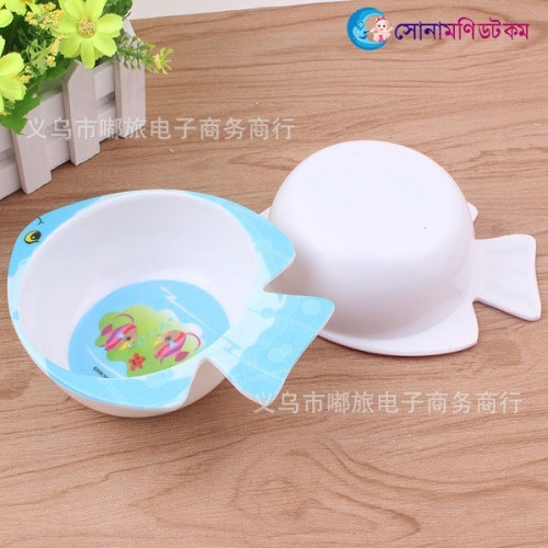 Imitation porcelain fish feeding bowl- Blue