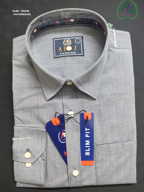  LONG SLEEVE SHIRT SLIM FIT SOLID BUSINESS FOR FORMAL SHIRTS Summer GRAY 