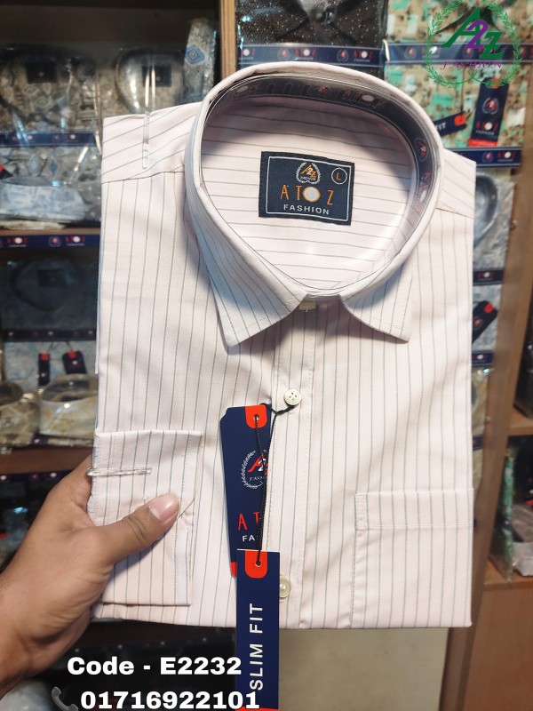  Men Slim Fit Striped Formal Shirt 