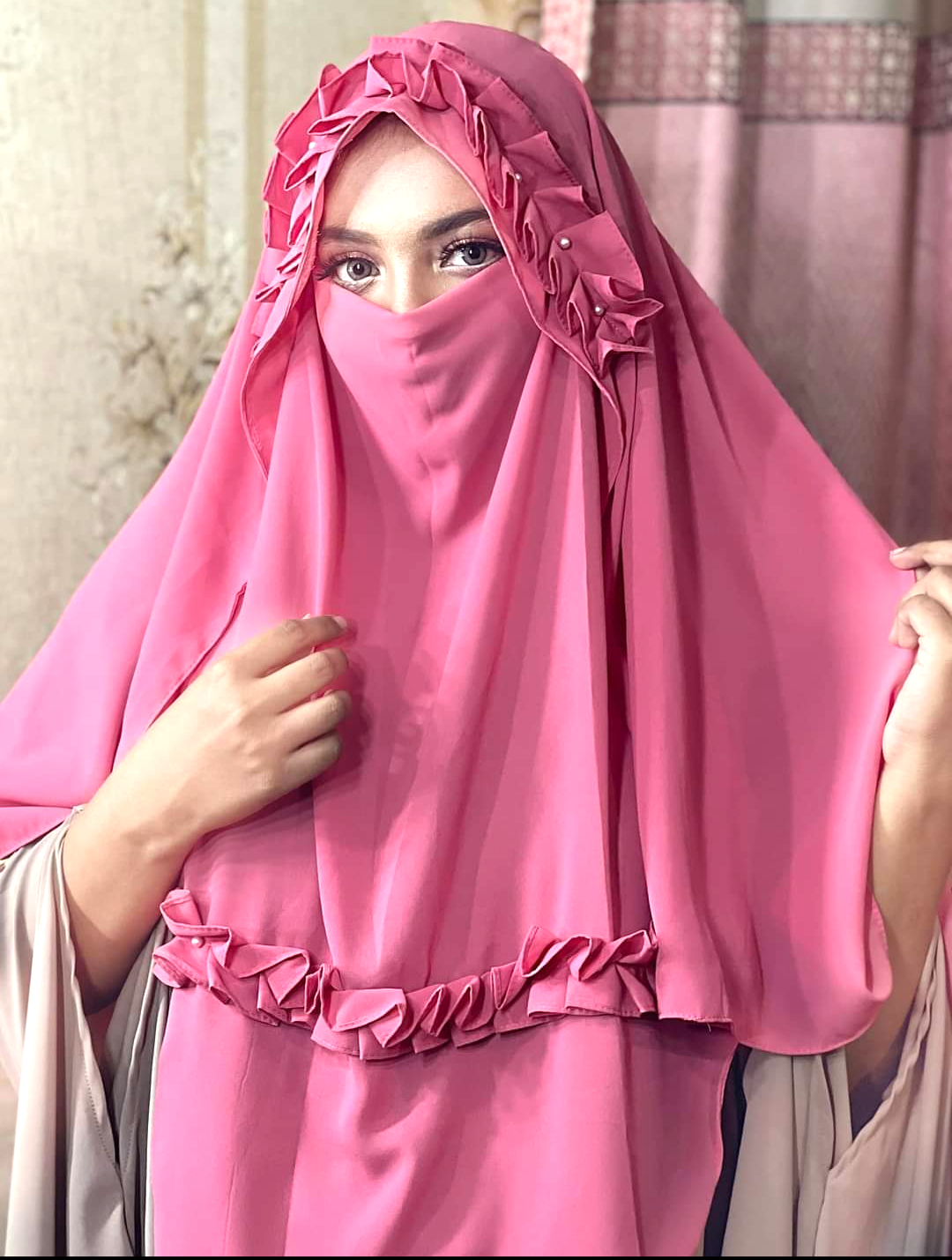  Crown Hijab Hoodie Instant Ready Hijab with Niqab for Woman 