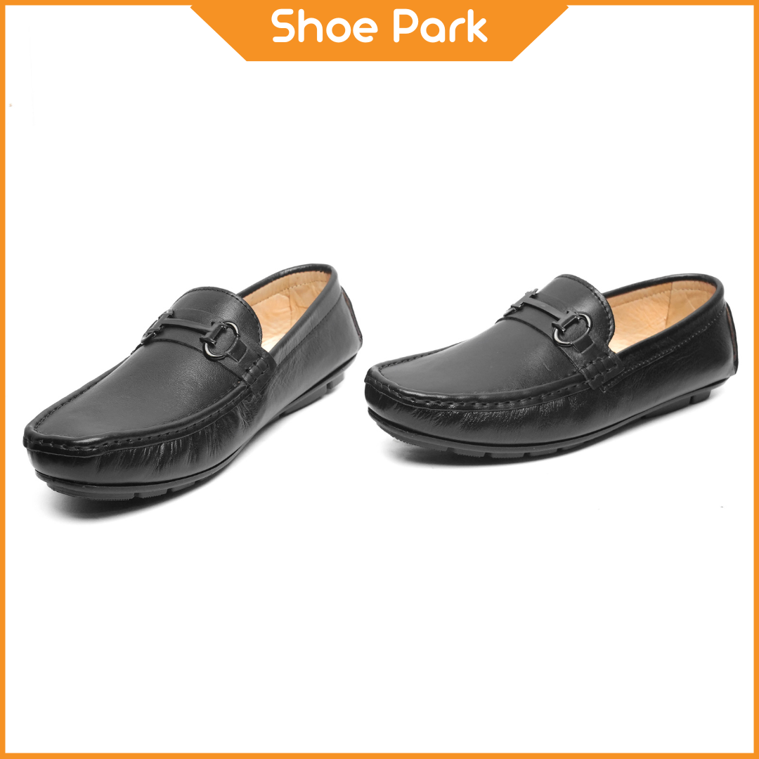  Original Leather Black Metal Loafer For Men 