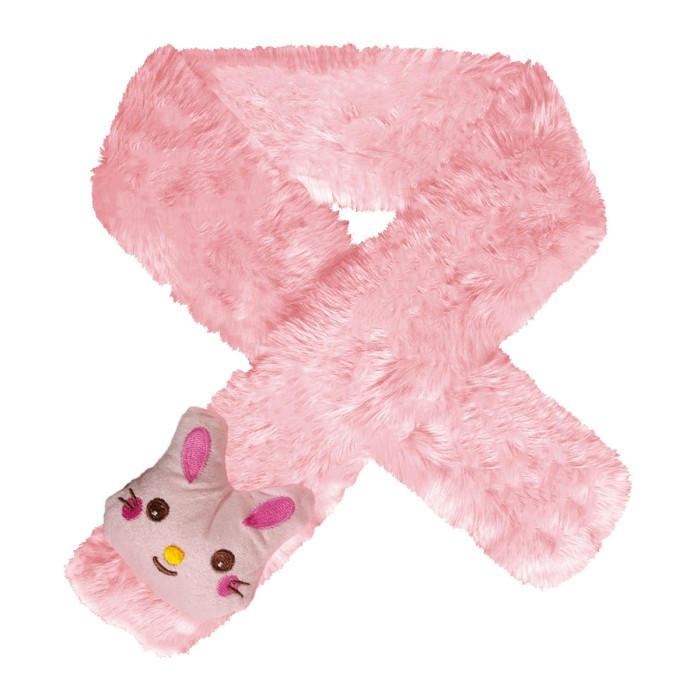 Baby Soft Plush Fabric Muffler Cartoon Applique (Cartoon Design may vary) - Light Pink 