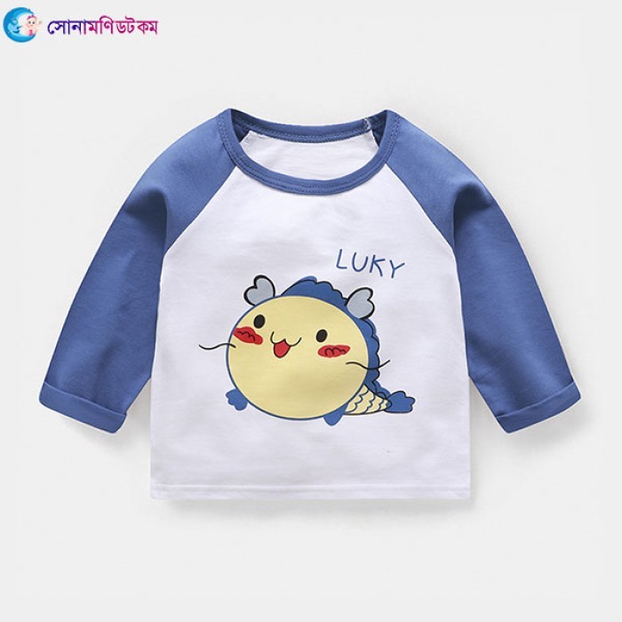  Baby Long-sleeved T-shirt - White Blue 