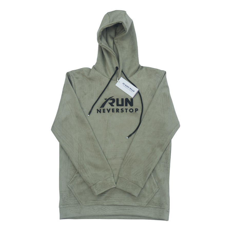  Premium Hooded Sweatshirt Polynesian Fabric Regular Fit Front Pocket - Khaki 