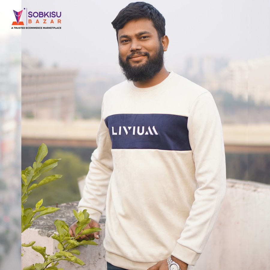  Export Premium Quality ST Colorblock Logo Sweatshirt - Cream Color 