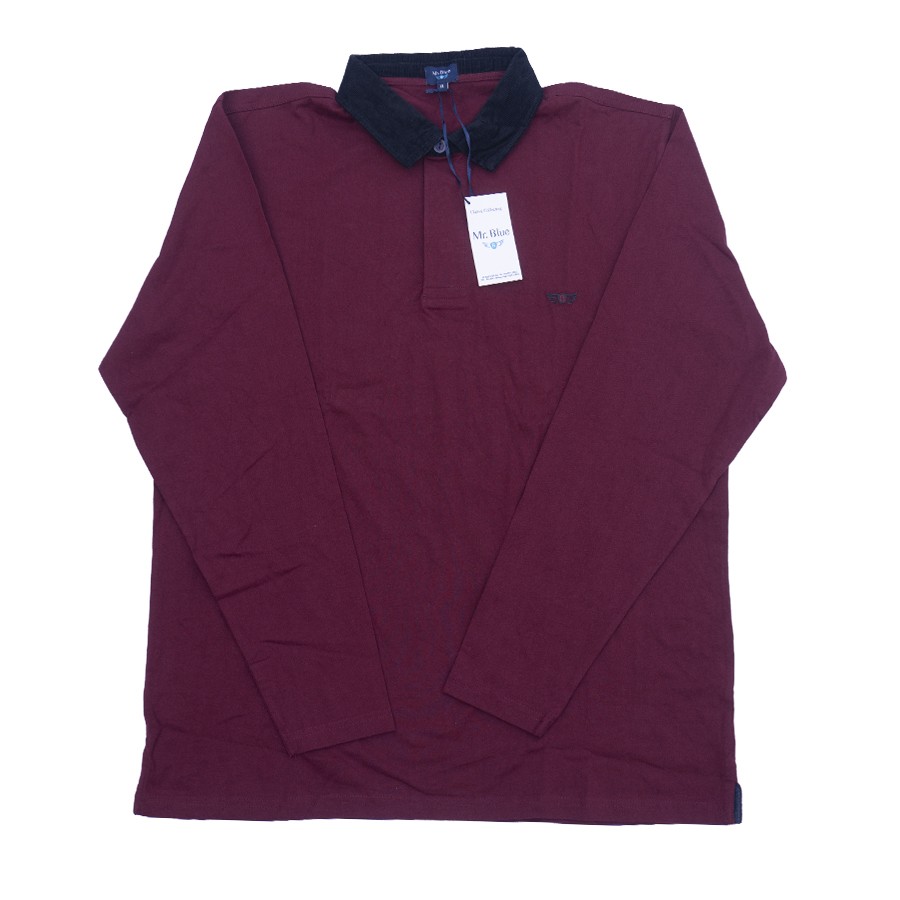  Mr. Blue Burgundy Long-sleeved rugby Winter Polo t-shirt 