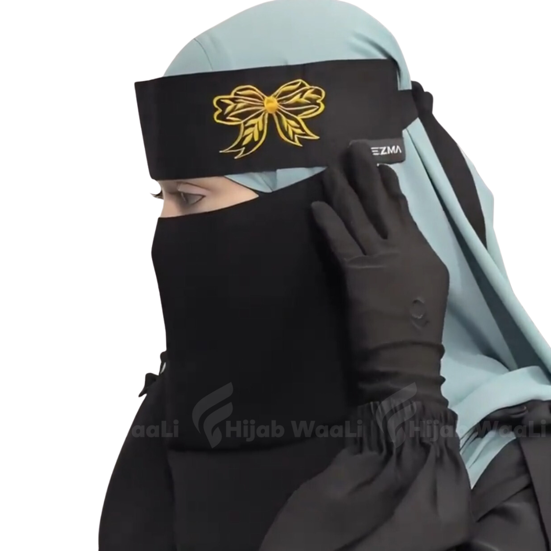  Embroidery Printed Niqab for Muslim Women One Part Niqab Nose Niqab 