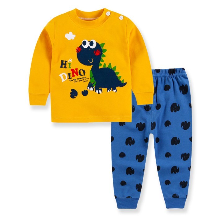  Baby Sweat Shirt and Trouser Set - Yellow Dinosaur 
