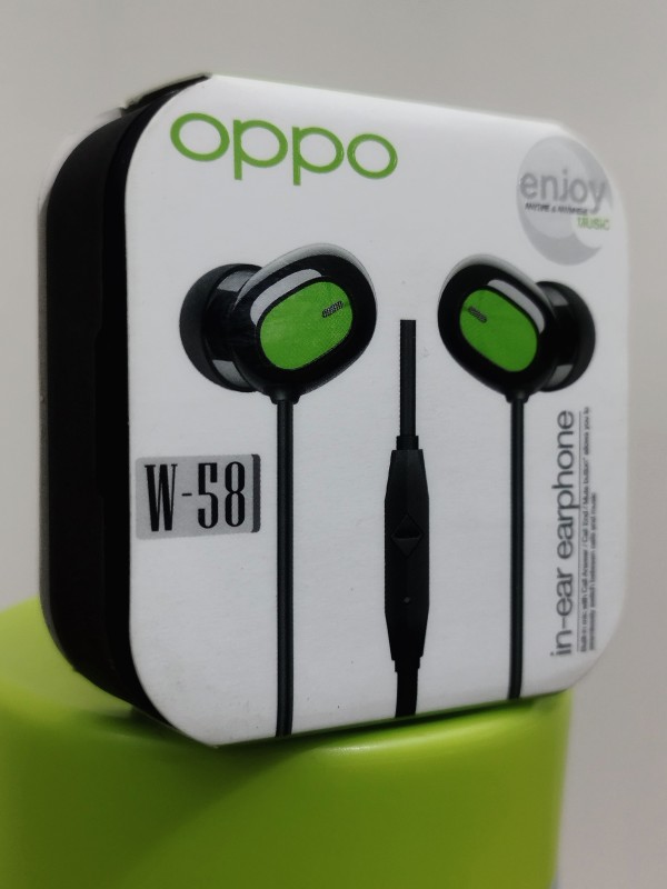 Oppo W-58 Wired Earphones With Mic, 3.5mm Audio Jack, Enhanced Bass With 10mm Dynamic Drivers, In-Ear Wired Earphone