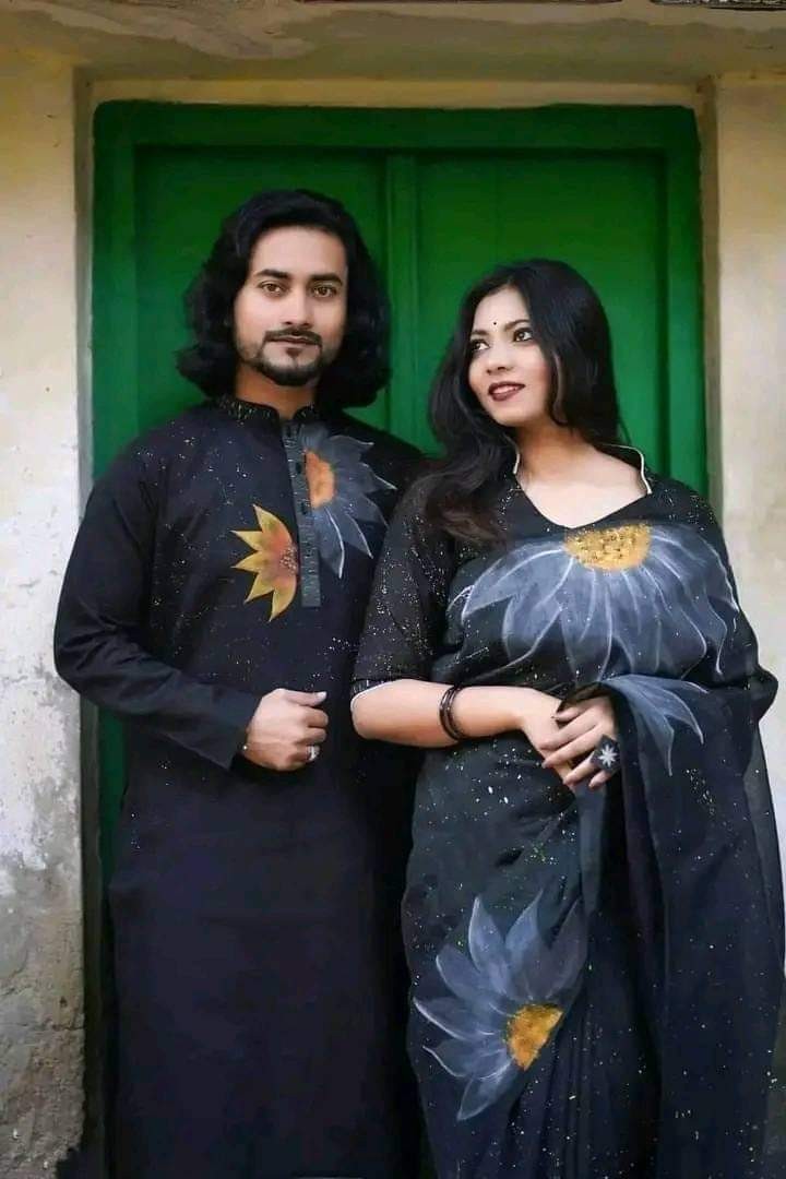 Couple Dress Saree Panjabi Hand Print