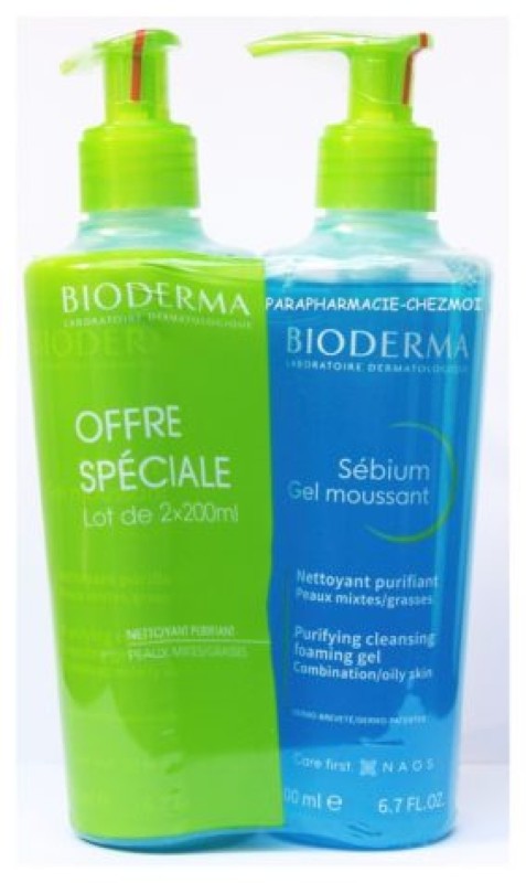  Bioderma Sebium Purifying Foaming Gel (Gel Moussant) Cleanser 200ml Combo Pack 