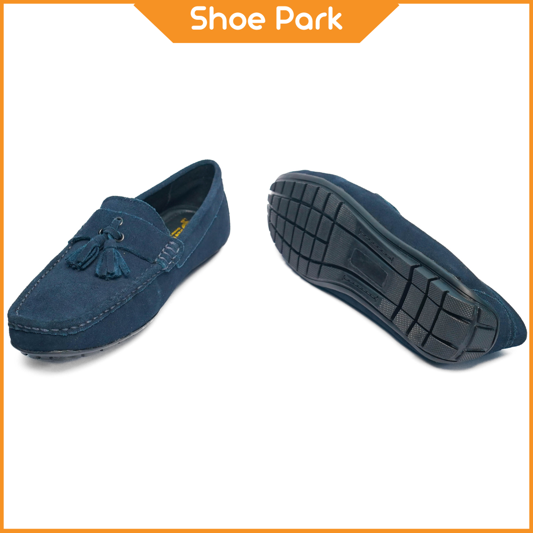  Premium Sweat Leather Blue Loafer For Men 