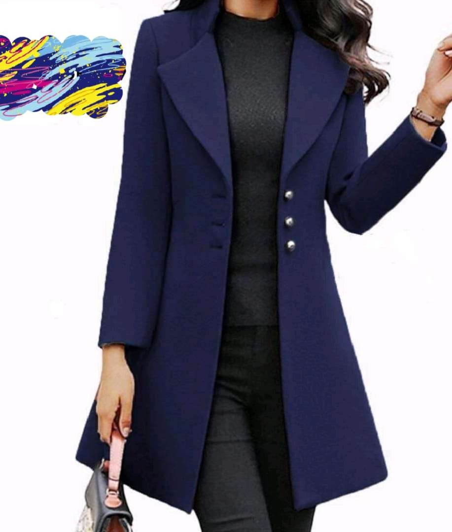 Premium Quality Stylish Leads Over Coat for Women - Navy Blue