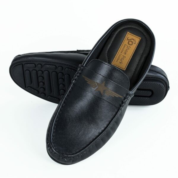 Premium Leather Black Star Sattel Half Loafer For Men 