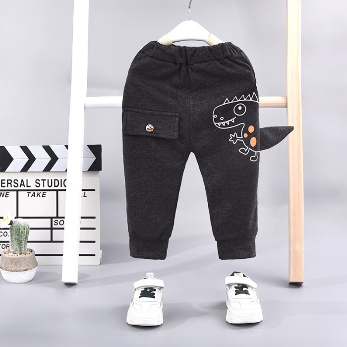  Children's Clothing Casual Trousers - Black Dinosaur 
