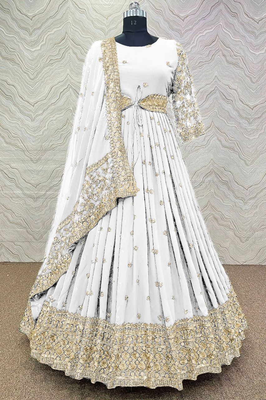Semi Stitched Georgette Embroidery Long Floor Touch Anarkali Party Dress