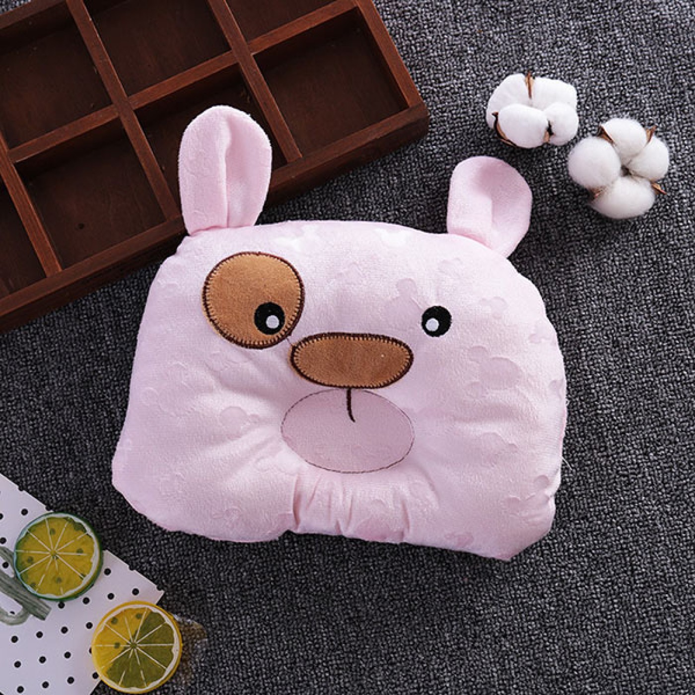  Baby Pillow Anti-eccentric Head Shaping Pillow Bear -Pink 