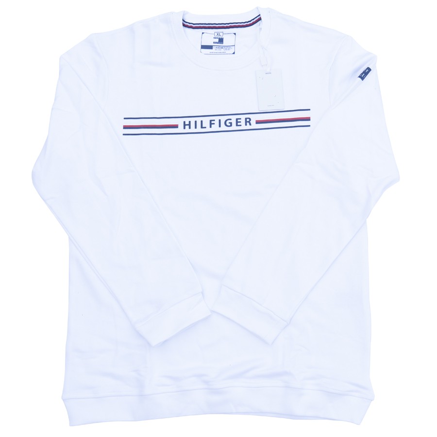  Embroidered Tommy Hilfiger Logo Mens Full Sleeve  Sweatshirt- White 