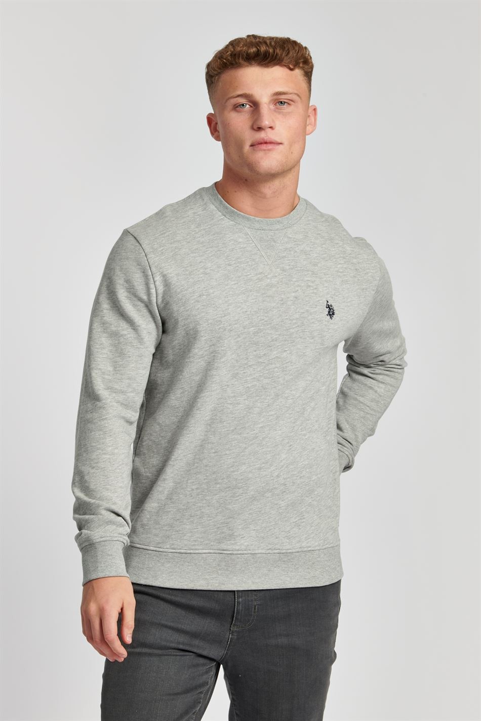  U.S. POLO ASSN. Full Sleeve Solid Men Sweatshirt - Vintage Grey 