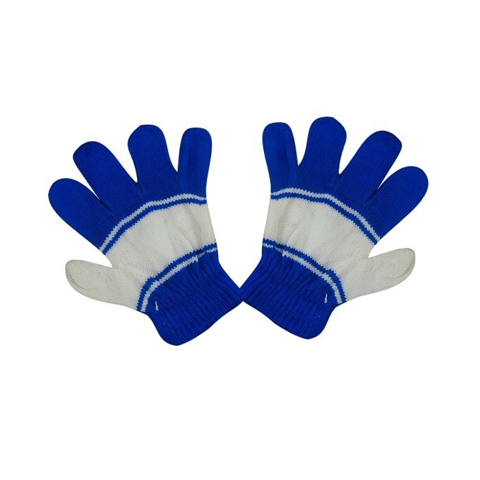  Baby Acrylic Woolen Gloves Set Stripes Design - Blue 