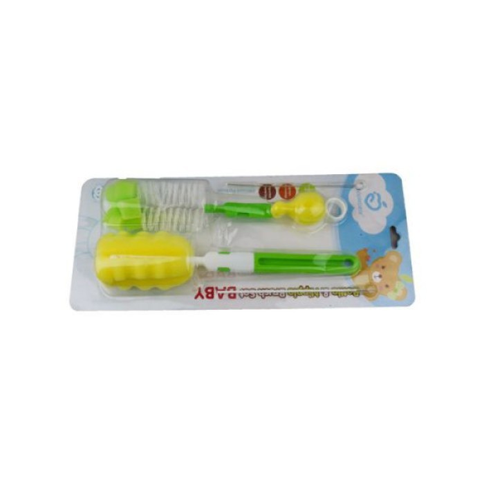  Baby 360-degree sponge bottle brush with nipple brush Straw brush 5-piece set - Green 