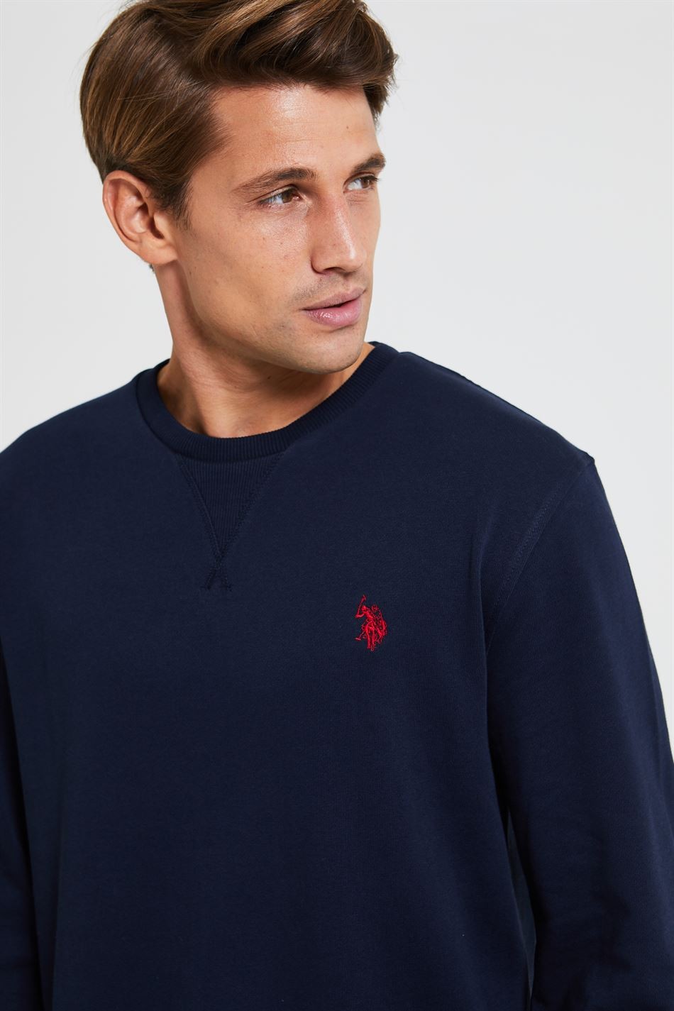  U.S. POLO ASSN. Full Sleeve Solid Men Sweatshirt - Navy Blazer 